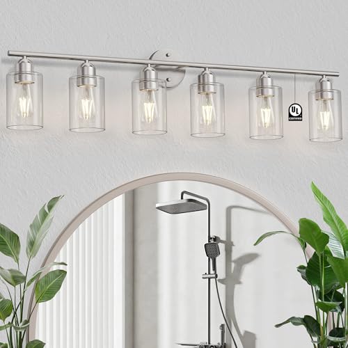 Espird Bathroom Vanity Light Fixtures Brushed Nickel, 6 Lights Bathroom