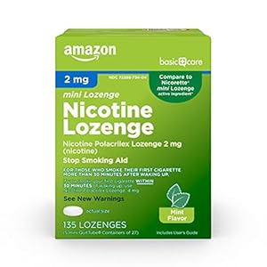 Amazon Basic Care Nicotine Polacrilex Mini Lozenge, 2 mg (Nicotine), Mint Flavor, 135 Count