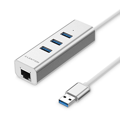 LENTION 3-Port USB 3.0 Hub with Ethernet Network LAN Adapter Compatible MacBook Air/Pro