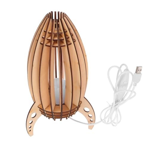 Lampe de chevet fusée bois sculpté contre la peur du noir enfant