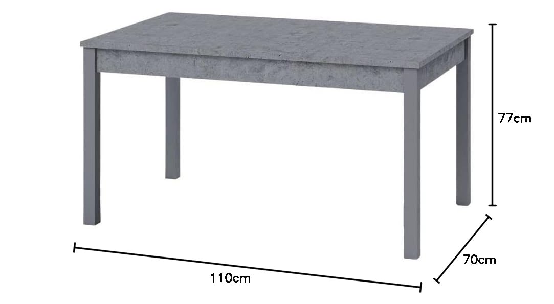 Ausziehbarer Tisch 110x70 cm Farbe Zement