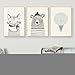 SXXRZA Accueil Art 3 Pièces 40x60 cm sans Cadre Pépinière Mur Art Ours Renard Peinture Dessin Animé Animal Mur Photo Imprimer Enfants Enfants Pépinière Décor