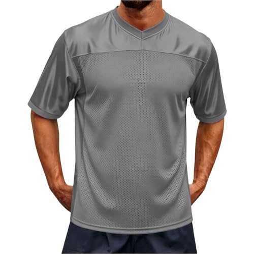 Camiseta de fútbol de manga corta con cuello en V de malla lisa, tela atlética transpirable, cómodo uniforme de práctica para entrenamiento de equipo, partidos deportivos y atuendos casuales atléticos