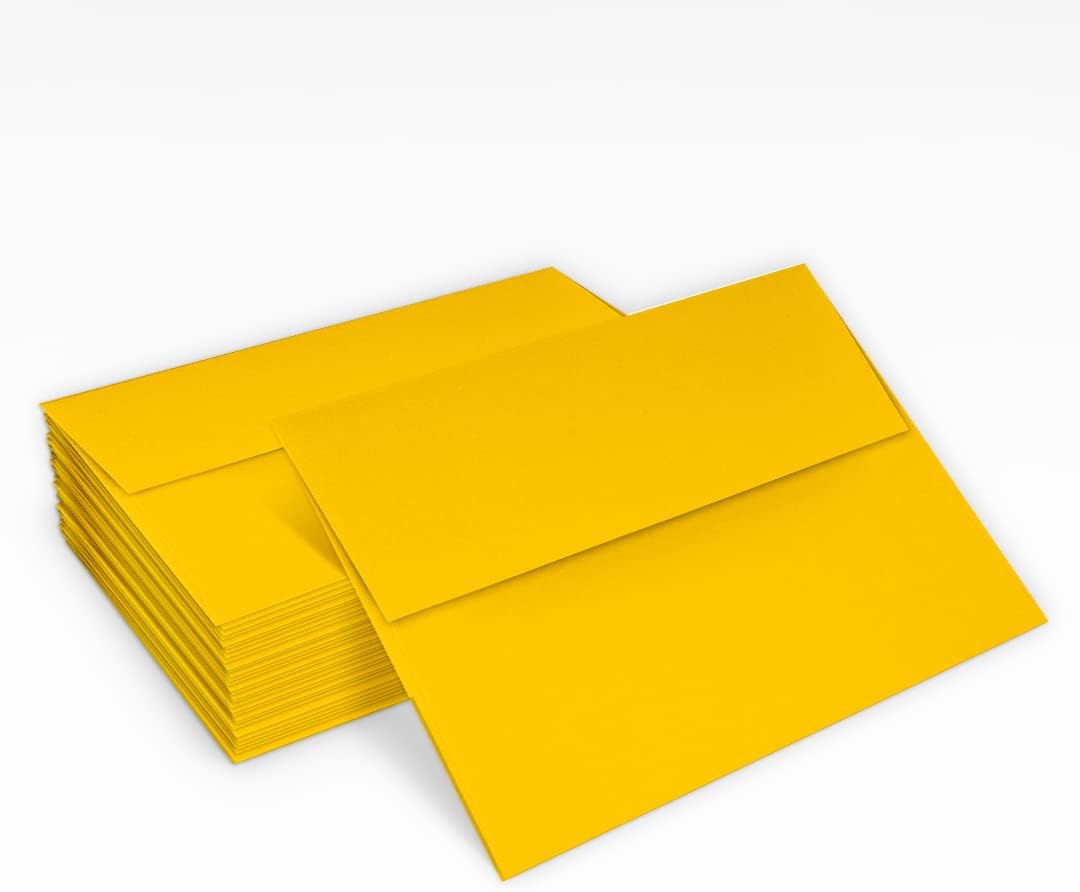 LUXPaper A2 Invitation Envelopes | Peel & Press | 4 3/8" x 5 3/4" | Sunflower Yellow | 80lb. Text | 250 Qty