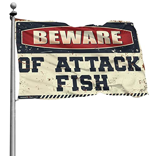 Attention aux attaques : drapeau de poisson humoristique géant pour décoration de grotte pour hommes