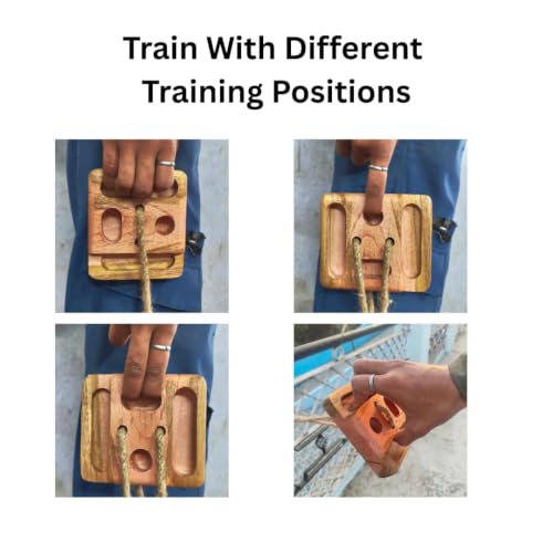 Image of Wooden Hangboard Grip Trainer - CNC Milled Natural Wood Finger Strength Board with Multiple Grip Options, Pinches & 10 /20 /23 mm Pocket Depths for Climbing Training