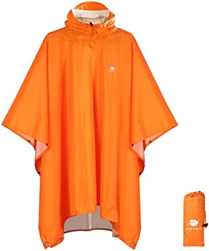 ANYOO Waterproof Rain Poncho with Sleeves & Pocket, Lightweight R...