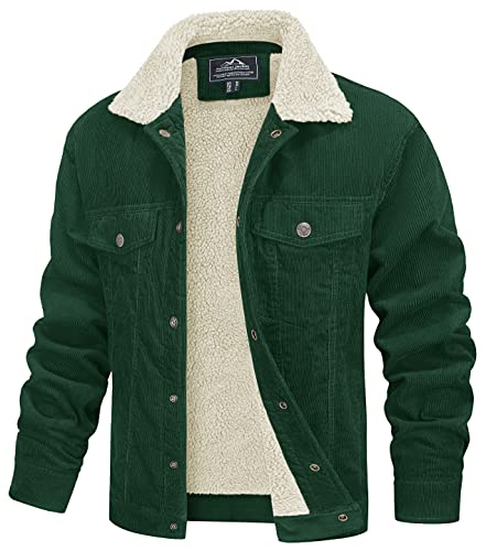 Image of MAGCOMSEN Men's Corduroy Jacket Winter Sherpa Lined Warm Thick Trucker Cargo Coat with 5 Pockets