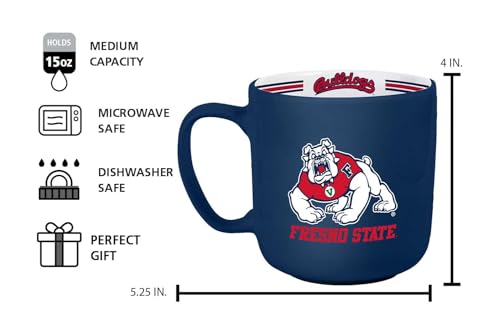 Image of Logo Brands NCAA Fresno State Bulldogs 15 oz Stripe Coffee Mug - Vintage Team Logo, Inside Print & Stripes, Microwave & Dishwasher Safe- Great Gift For Fans & Alumni