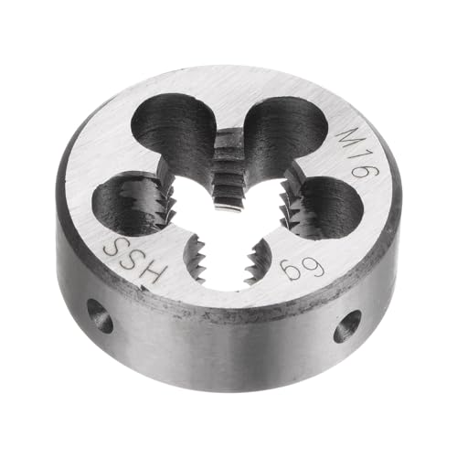 QUARKZMAN Filières à Fileter Rondes, Filetage Métrique M16 x 2 (Droite), Acier Rapide (HSS) Outil de Réparation de Filière de Coupe de Vis