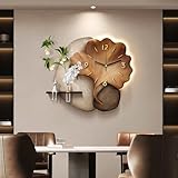 Orologio Da Parete Decorativo 3D Con Luce LED, Moderno Decorazioni Da Parete Con Vaso In Vetro, Orologio Murale Silenzioso Al Quarzo A Forma Di Foglia Di Ginkgo Per Casa, Soggiorno Camera Ufficio
