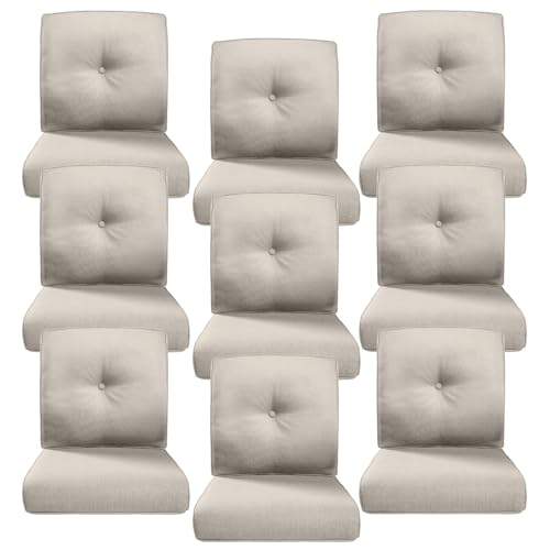 Image of Luxury 4 inch Thick Outdoor Cushion Set of 9 - 22x24 Patio Furniture Cushions with 28D High-Density Foam, Water-Resistant & Fade-Resistant Fabric, Removable Covers for Patio Furniture Sofa Couch -Beige