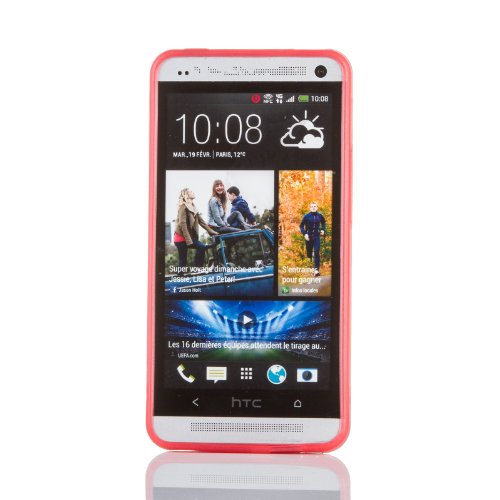 Gadgetsevil Glow in the Dark Noctilucent Transparent TPU+PC Case for HTC One M7 (Red)