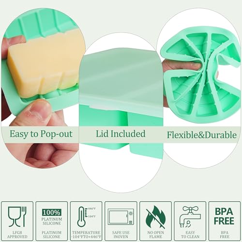 2Pack Butter Silicone Mold Tray with Lid, Non-Stick Butter Mold Tray for Homemade Butter Fits Standard Butter Stick Size, Ideal for Soap Bar, Energy Bar, Cake, Chocolate by Zorazio - Image 2