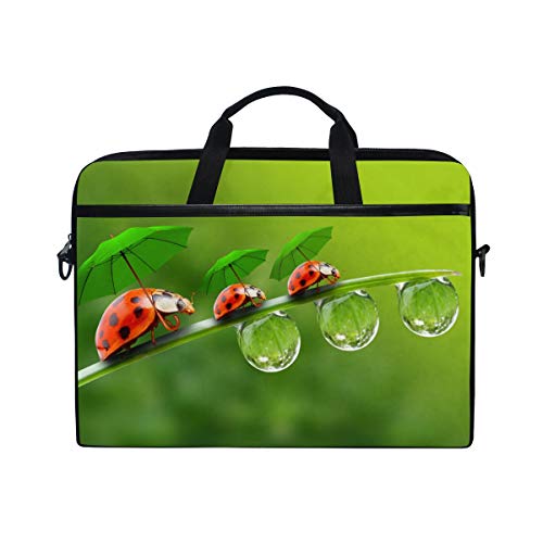 Preisvergleich Produktbild WowPrint Laptop-Hülle, niedlicher Marienkäfer-Regenschirm, Laptoptasche, Schultergurt mit Griff, tragbare Notebook-Tasche für 13 13,3 14 15 Zoll