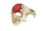 Yacanna Phantom Masquerade Mask Half Face Men Phantom of The Opera Mask (Red Gold)