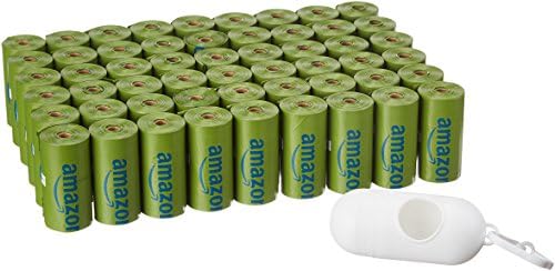 Amazon Basics Dog Poop Bags with Dispenser and Leash Clip, 13 x 9 Inches, Talcum Powder Scented - 810 Bags (54 Rolls)