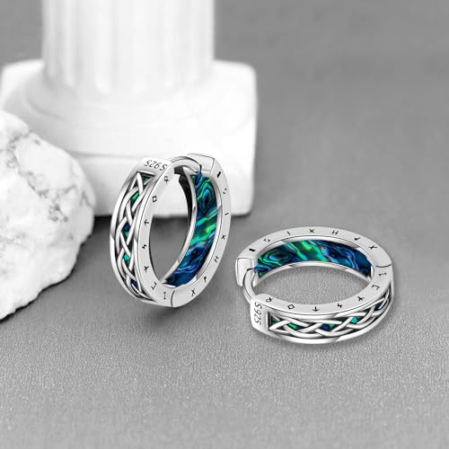 Viking Earrings Norse for Men Women 16mm 925 Sterling Silver Huggie Rune Celtic Hoop Earring Viking Jewelry Gifts Sturdy Punk Hoop Earrings Silver4