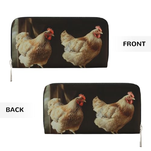 Leather Wallet for Women Long Purse Three Chickens Womens Wallet Clutch with 8 Credit Card Holder Coin Pocket2