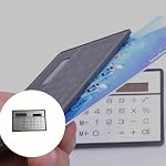Solar Power Credit Card Sized Calculator Thin ABS Construction 8 Digit Display Perfect for Travel Thin Card Calculator