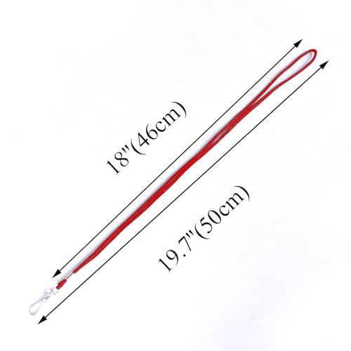 HOSL 100 Pack Badge Lanyards Business ID Card Lanyards Employee Students Lanyard Round 36" With Swivel Hook (Red)