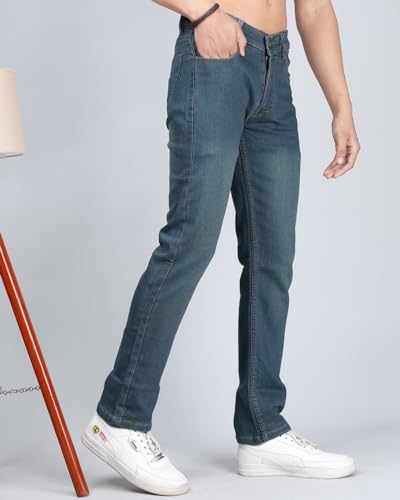 Image of EYEBOGLER Men's Regular Fit Cotton Denim Stretchable Jeans | Stylish, Comfortable, and Fashionable | Full Lenght| Straight Fit | Casual and Flexible