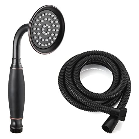Heyalan Handbrause Duschkopf Sprühstab Öl Rubbed Bronze Handheld Telefonform Vintage Messing Duschkopf Leistungsstarker Wassersprüher Badezimmer High Flow Dusche 1 Funktion Cover