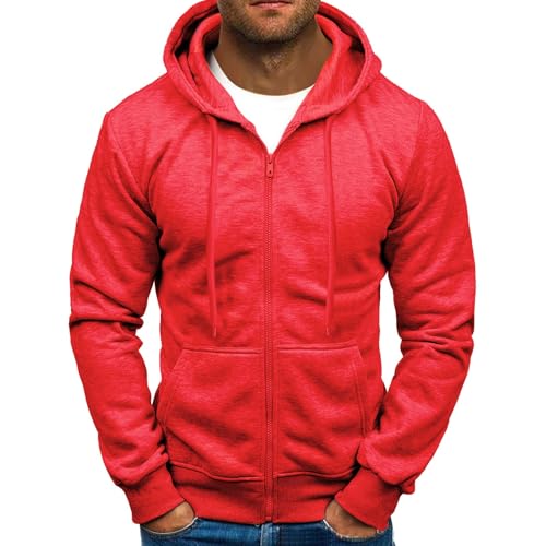Zip Up Hoodie for Men Fashion Casual Hooded Sweatshirts Loose Fit Pullover Tops Warm Going Out Fall Winter Jackets