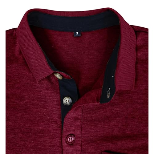 Image of Men's Short Sleeve Polo Shirts Buttons Collared T Shirts with Pocket