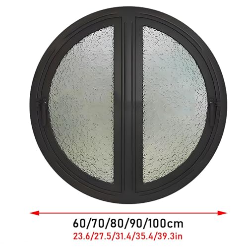 Ventana abatible con Marco de Aluminio, Doble rotación de 90°, Cristal Redondo de Montaje Empotrado, Ideal para Entrada, Dormitorio, baño - Blanco, 70 cm/27,5 Pulgadas, diseño Duradero y ele