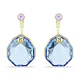 Swarovski Pendientes ear jacket Gema, Azules, Baño tono oro