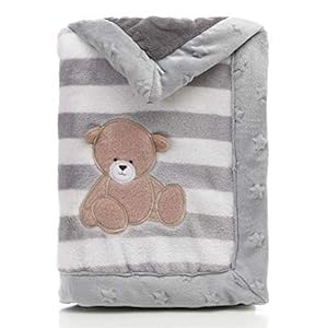 Landor Babydecke Grauer Bär Streifen