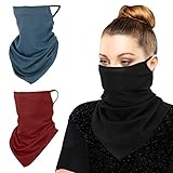 MoKo Scarf Mask Bandana with Ear Loops 3 Pack, Neck Gaiter Balaclava UV Sun Protection Face Mask for...