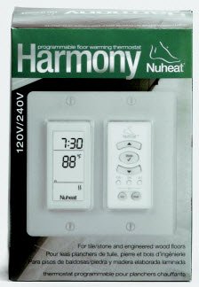 Nuheat Harmony Dual Voltage Floor Heating Programmable Thermostat 120/240v GFCI Flush Mount to Wall for Decora Style