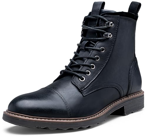 Image of Vostey Mens Boots Motorcycle Casual Boots for Men Zipper Fashion Chukka Boots Mens