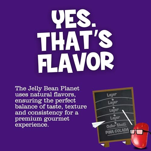 The Jelly Bean Planet, Gourmet Jelly Beans Gift 42.5 Oz Jar - 36 Huge Natural Fruit Flavors, Seasonal, Birthday, Kosher Candy, Plant Based Colors - Gluten Free, Fun Bulk Sweets Assortment