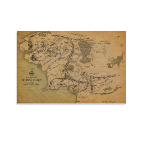 FOLIUMK Middle Earth Map Poster Middle Earth Map Art Decostyle 12x18inch by FOLIUMK - Used condition - US$7.28