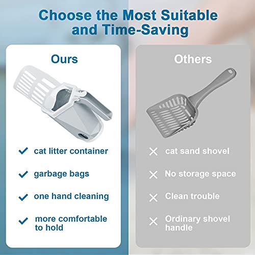 2 In 1 Cat Litter Shovel With Holder & Bags| Cat Litter Scooper With Removable Deep Shovel| Small Portable Integrated Cat Litter Scooper With Refill Bags| Durable Easy To Clean (150 Bags Included) #TOP5