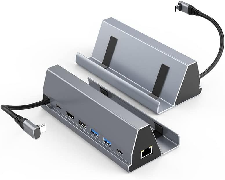 for Steam Deck Dock Multifunctional Docking Station HDMI HD 4K60HZ 7-in-1 Gaming Docking Station PD Charging Port + HD HD /4K+USB3.0 * 3+RJ45 /1000M (BS-107-Grey) image 3