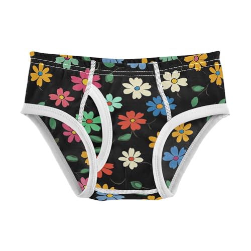 Wusikd Colorful Flower Boys' Underwear Cotton Black Boys Briefs Soft Toddler Underwear 2T