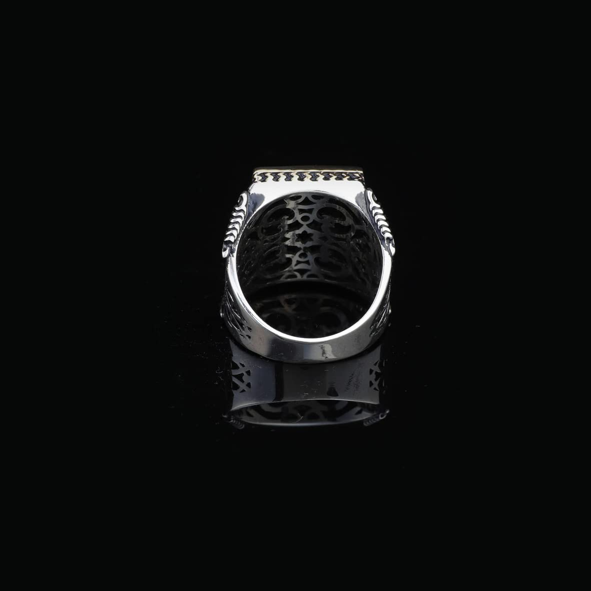 Anello Libra in Argento 925 per Uomo – Stile Vintage, Inciso a Mano, Lucido – Anello con Sigillo per Avvocato con Panno per la Pulizia dell’Argento Adeau (35)
