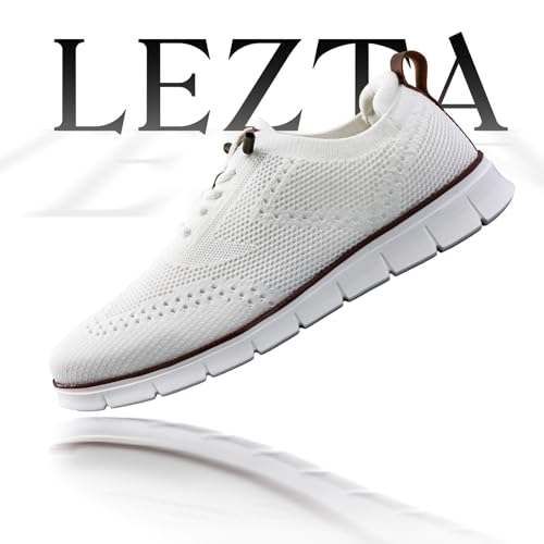 LEZTA Breeze Shoes for Men Casual Dress Oxfords Business Walking Sneakers Comfortable Lightweight Breathable Soft Sole Footwear White 274 MM by LEZTA - Used condition - Image 3