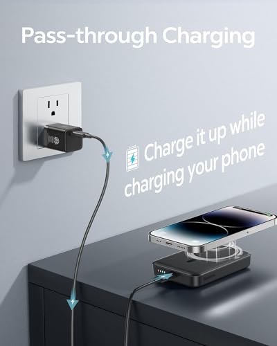 Baseus for MagSafe Portable Charger,10000mAh Wireless Magnetic Power Bank with Type-C Cable 20W PD Charging, Slim Phone Battery Pack for iPhone 16/16 Pro/16 Pro Max, iPhone 15/14/13/12 Series -(Black)