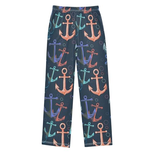 ALAZA Colorful Anchor Blue Pajama Lounge Pants Long Sleep Pajama Bottoms with Pockets