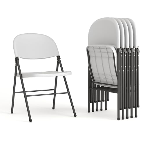 Flash Furniture Mirra Plastic Folding Chairs for Parties and Weddings, Lightweight Commercial Event Seats with 330-lb. Static Weight Capacity, Set of 6, White by Flash Furniture - Used condition - US$137.22