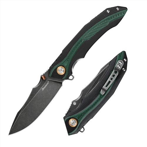 SDOKEDC Knives VG10 Steel Ball Bearing Folding Knife for Men G10 Handle EDC Tactical Pocket Knife for Outdoor Camping Hunting Survival (Black stone wash)