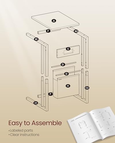 Vasagle ULET356B01 C-Shaped Side Table, End Table With Charging Station, 2 Usb Ports And Outlets, C Table For Couch, Sofa, With Storage Bag, Adjustable Feet, For Bedroom thumb #6