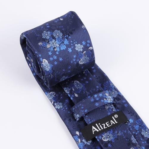 Image of Alizeal Mens 3.15inches Delicate Floral Tie with Small Flower Printed Handkerchief Set