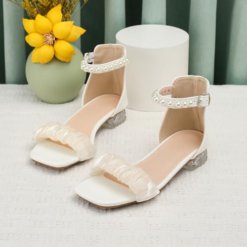 IWIHMIV Girls Dress Shoes Non Slip Chunky Low Heels Sandals Open Toe Square Toe Wedding Party School Flower Girl Shoes4