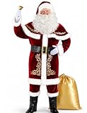 Wabolay Santa Claus Costume for Men 12pcs Deluxe Full Santa Suit Set Adults